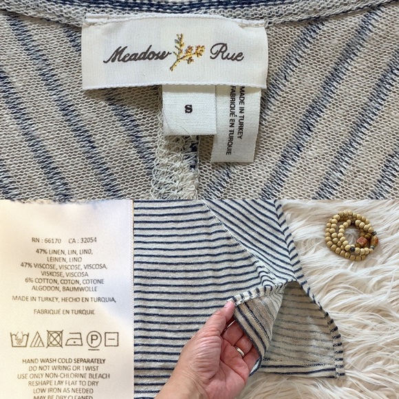 Anthropologie Meadow Rue striped linen top-h7 - Picture 8 of 8